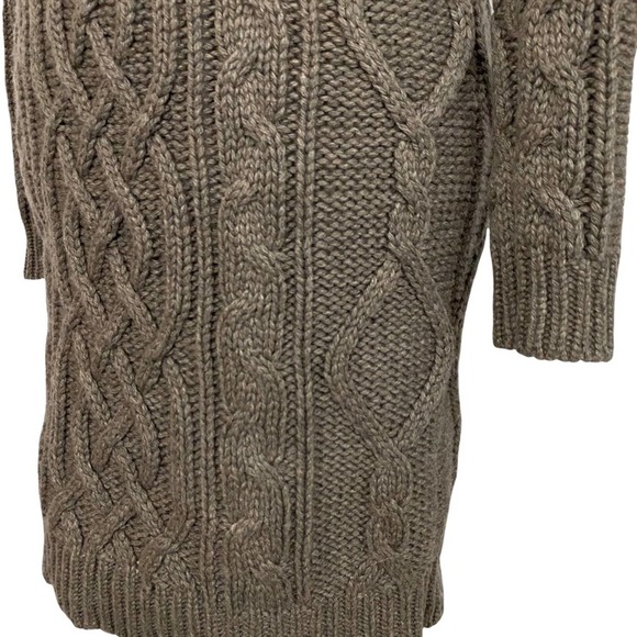 MODA INTERNATIONAL | Taupe Long Sleeve Cable Knit Wool Blend Sweater Dress - Picture 5 of 16